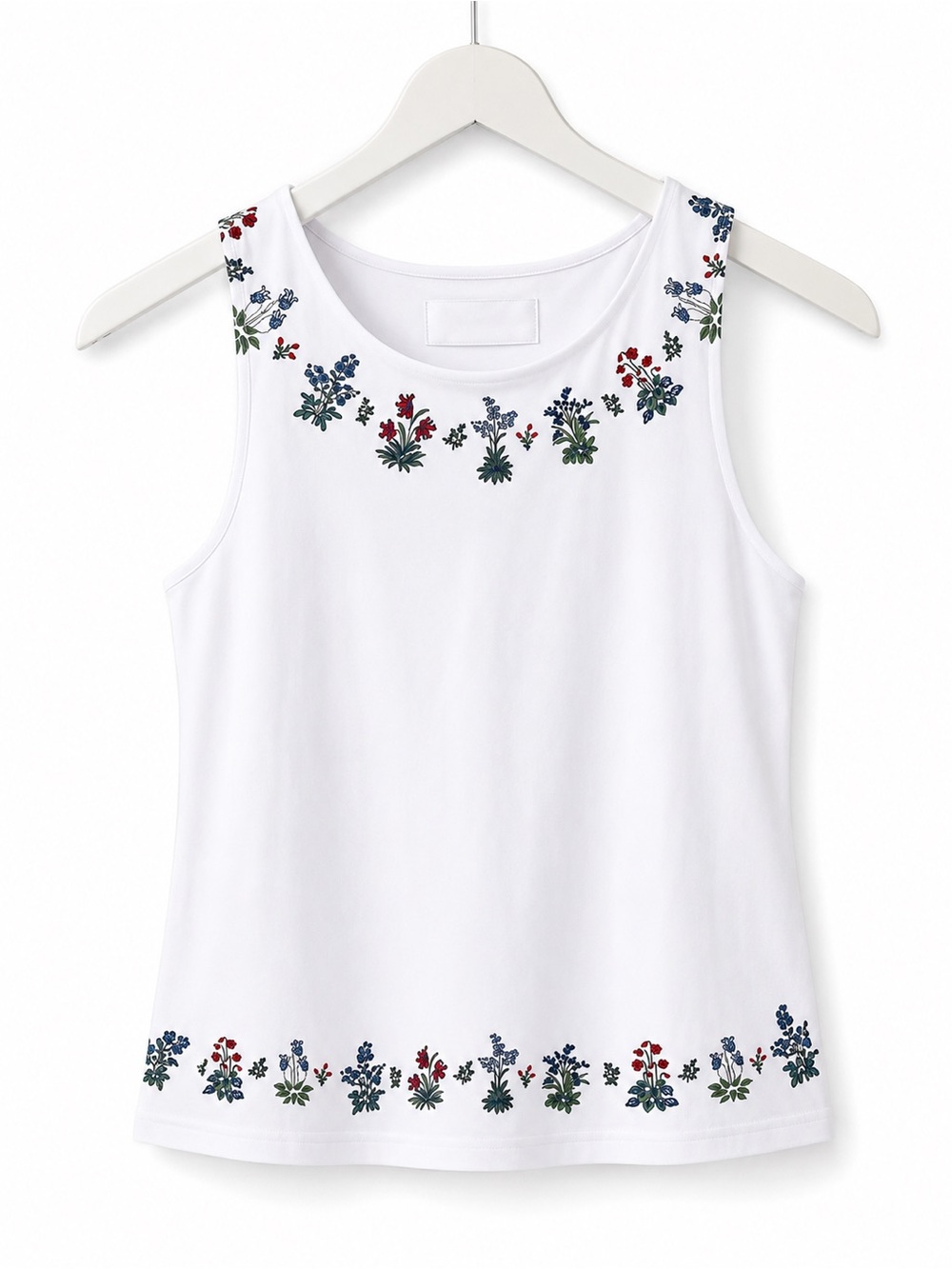 Smith & Quinn White Floral Sleeveless Tank Medium Coastal Preppy